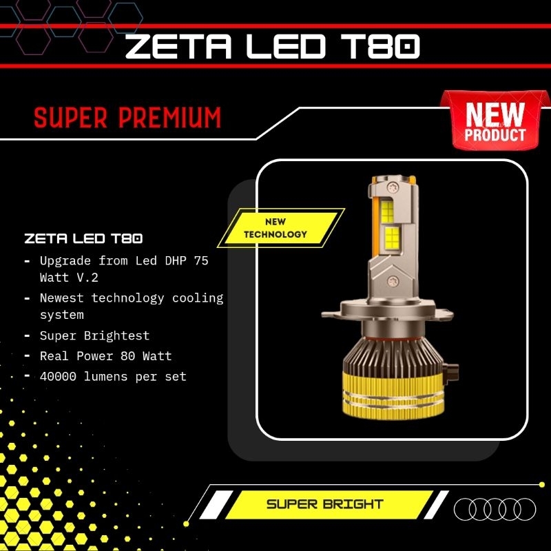 Zeta Led T80 Super Premium 80 Watt H4 Full Canbus