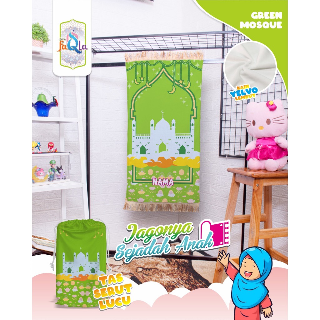 Sajadah Anak Perempuan | Sejadah Custom Nama | Bukan PO