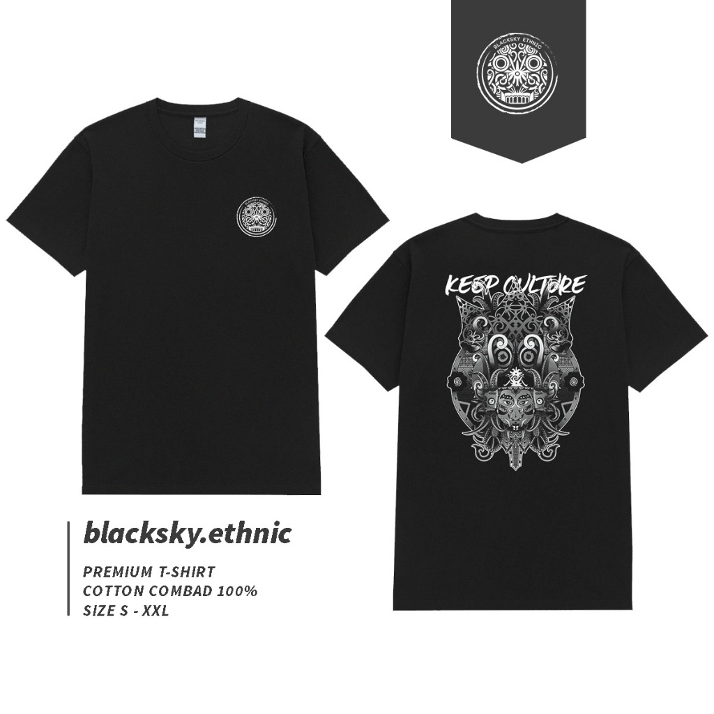 Kaos Etnik Dayak Keren/ Baju Etnik / Baju kaos dayak / baju kalimantan / kaos hitam / baju motif / b