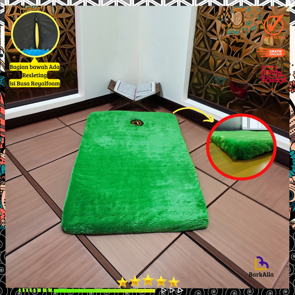Sajadah Bulu Rasfur Polos 115x65x3.5cm/ Sajadah  premium/motip kabah ka'bah / non anti slip