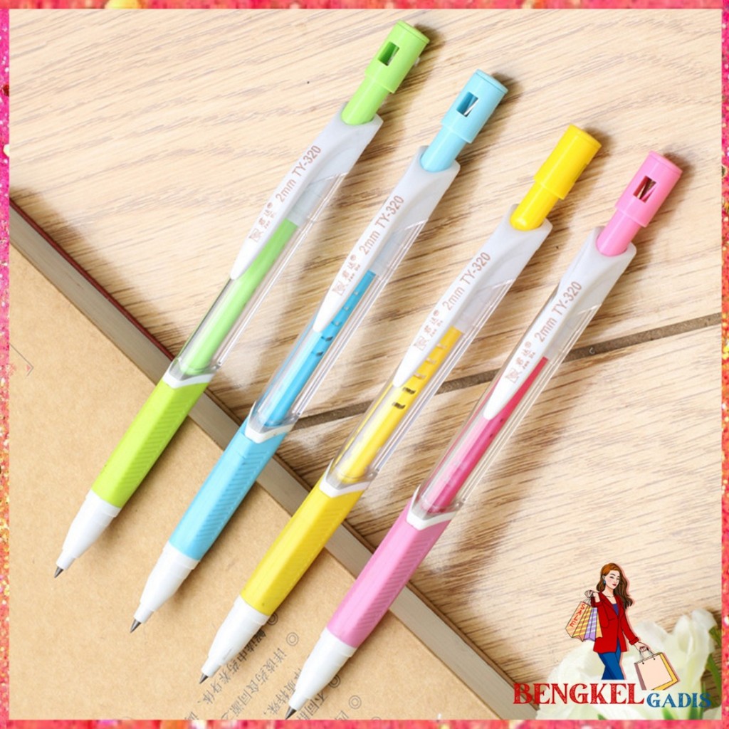 

BG Pensil Mekanik 2.0mm Mechanical Pencil Graphite Lead Automatic Pensil Cetek 2B Alat Tulis Sekolah dan Kantor Mechanical Pencil Warna Pastel Dengan Serutan