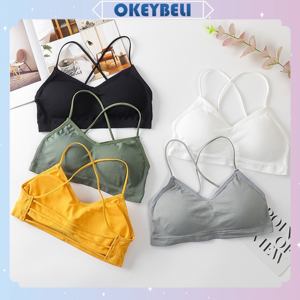 •OKEY BELI•BR1036 Bra Bh Fashion Korean Wanita Tali Silang Belakang Tanpa Kawat