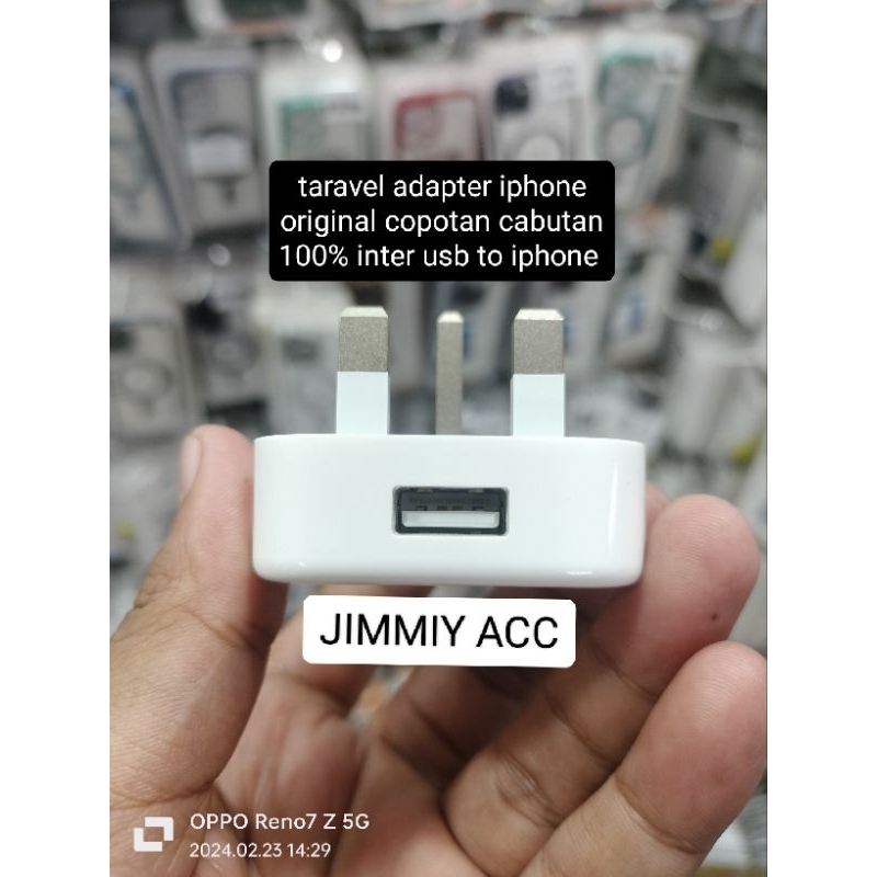 Travel adapter original copotan kaki 3 inter 100% cabutan usb iphone