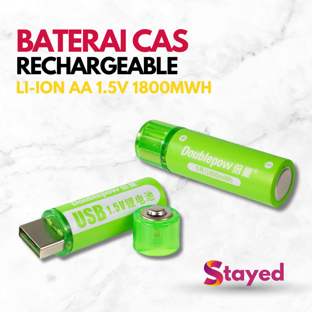 Baterai Cas AA Li-Ion 1.5V USB 1400mWh 1 PCS