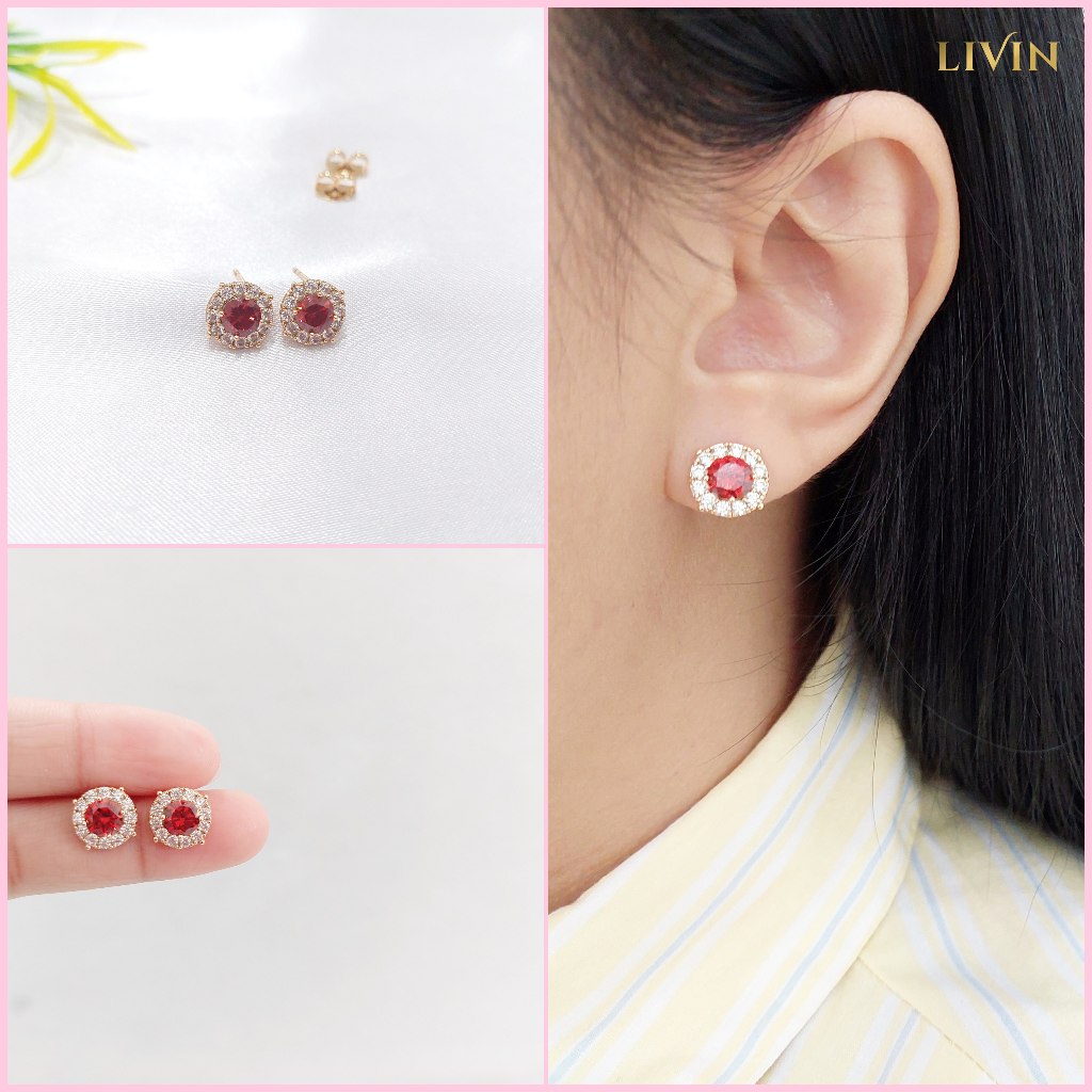 Anting Tusuk Wanita Lapis Emas Fashion Batu Merah - ATX 260 Subang Giwang Xuping