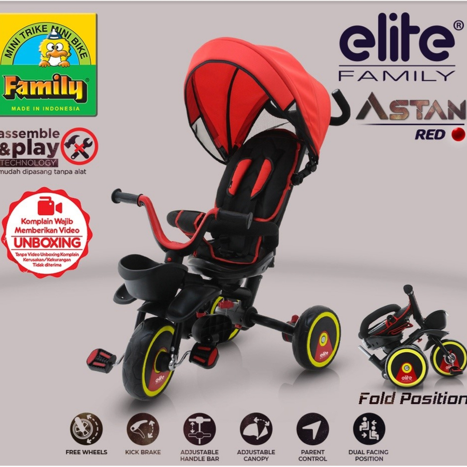Family Sepeda Anak Roda 3 Elite - Astan / Stroller Bayi / Stroller Toddler Lipat dan Safety Seatbelt