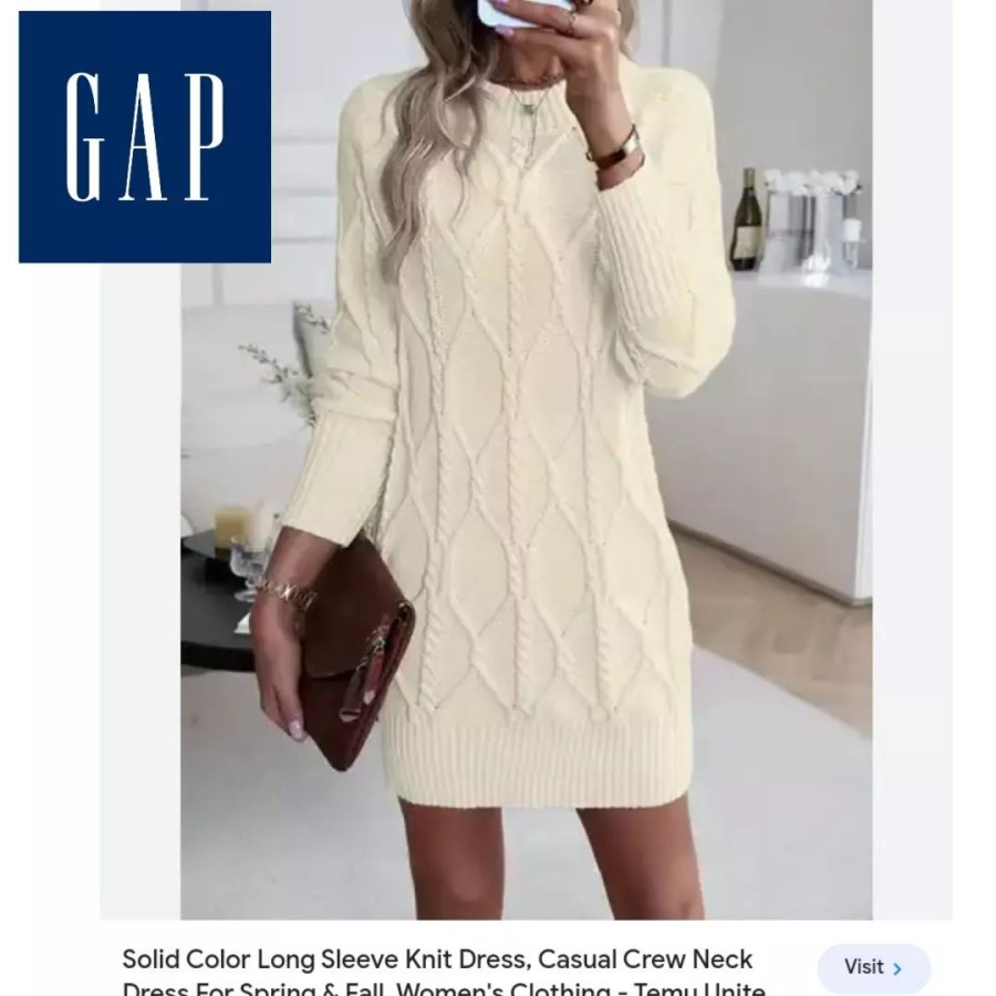 Dress rajut lengan panjang remaja-dewasa 13-15 Thn G4P putih pl