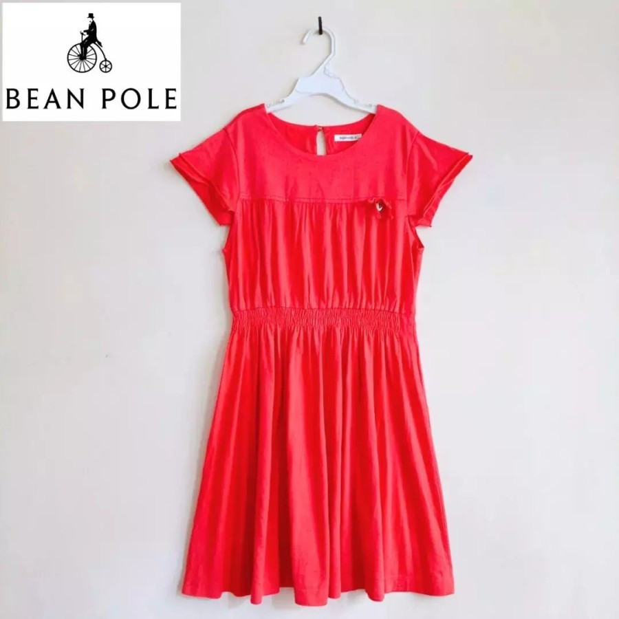 Dress kaos pinggang smocked anak 10-12 thn B3AN P0LE merah pl