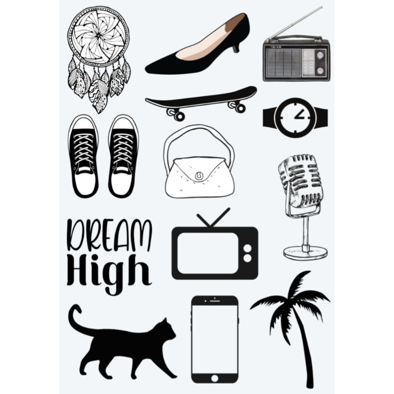

Sticker DIY Scrapbook Journal motif black and white