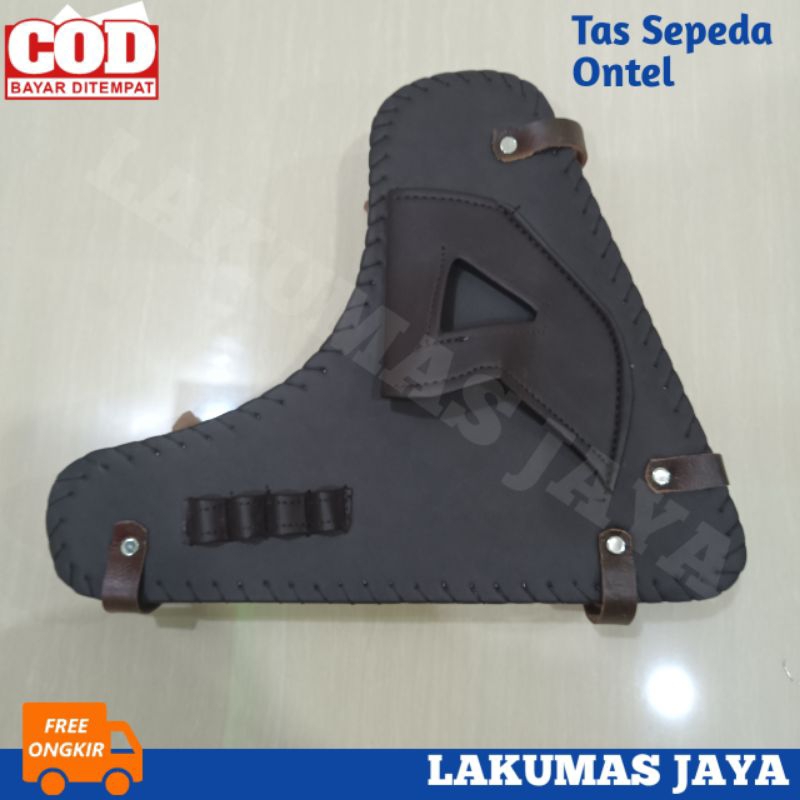 TAS SEPEDA ONTHEL KLASIK MODEL PISTOL / TAS KULIT  ONTEL MURAH / BOX SEPEDA