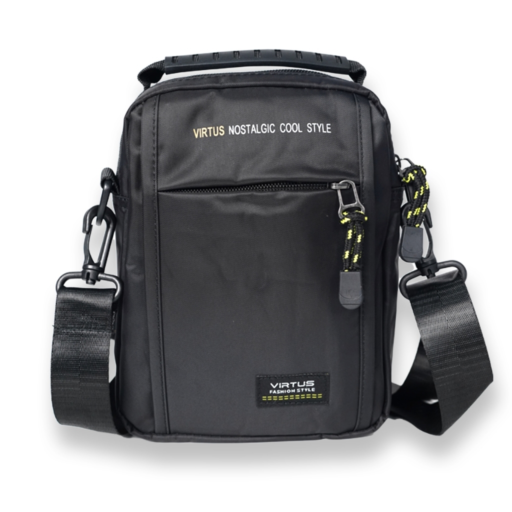 VIRTUS 8917 Tas Pria Selempang Sling Bag Tas Cowok Mini Fashion Simple Hitam Polos Kasual Slempang P