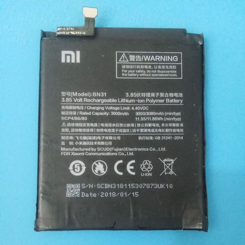 Baterai Redmi Note 5A / Redmi Note 5A Pro / Mi 5X / Mi A1 / Redmi S2 Bn31 Original Copotan Normal Be