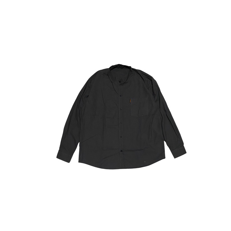 Fatgoods kemeja Sanghai koko pria abu Tua Cotton Linen
