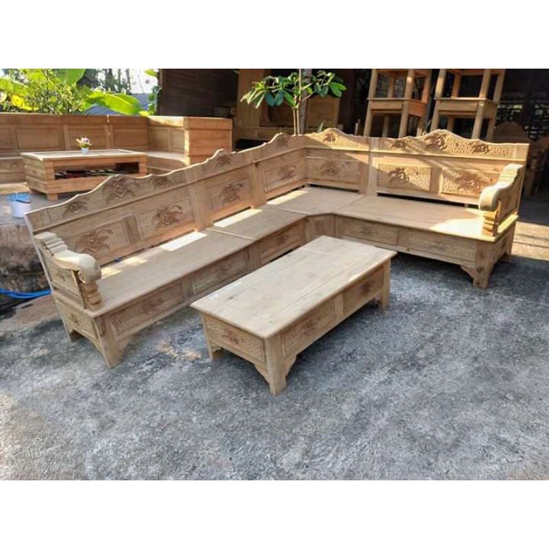 Kursi tamu | kursi sudut kayu jati grade A perhutani MENTAHAN