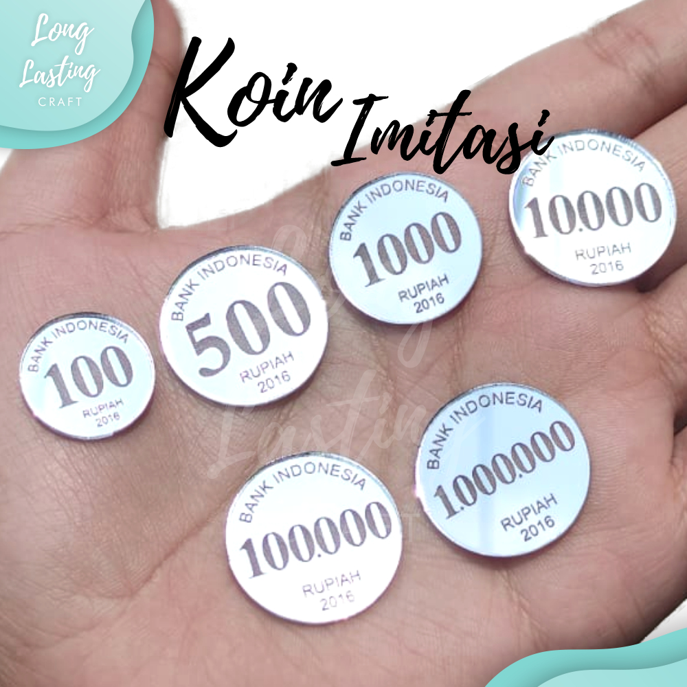 Replika Uang Koin Kuno rupiah bahan mahar akrilik silver perak dummy Uang kuno mahar nikah 5 10 25 5