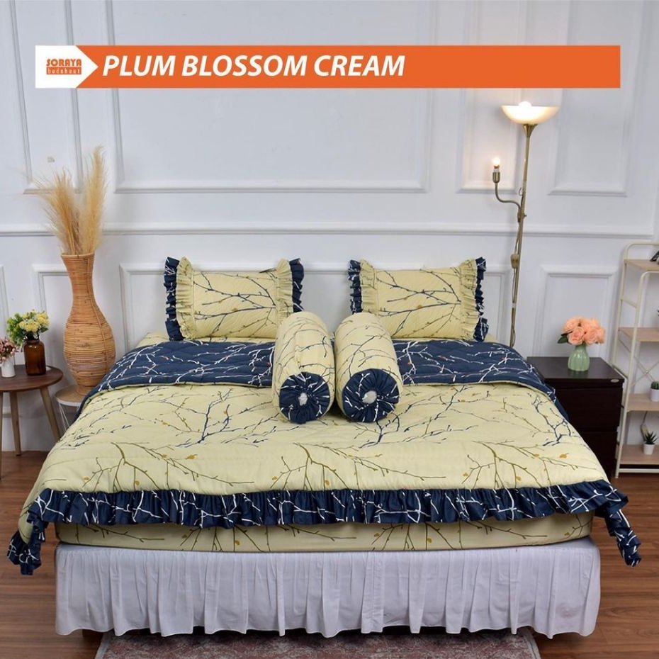 Soraya Bedsheet Set Bedcover Karet CVC Uk 160x200x30cm Queen Size