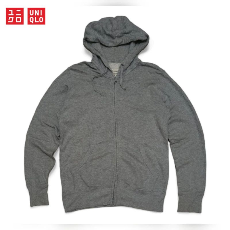 Basic Zip Hoodie Uniqlo Authentic Original Wash - Grey