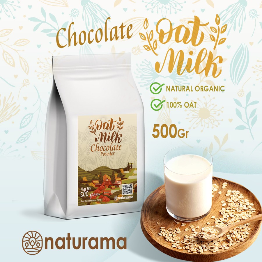 Oat Milk Powder Chocolate 500 Gram Bubuk Oat Organik rasa coklat