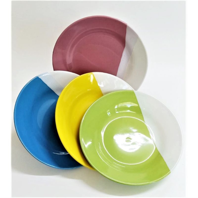 Piring Keramik 2 Warna - Piring Keramik - Piring Cantik Keramik - Piring Makan Porselen