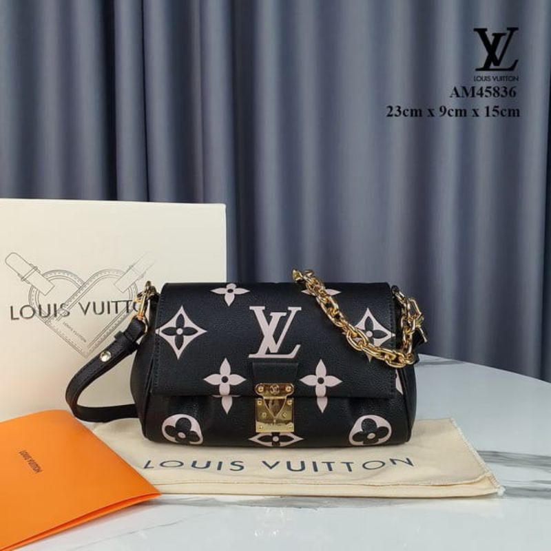 Tas LV Favorite Monogram Bicolor Empreinte Leather HITAM AM45836 Q061Q