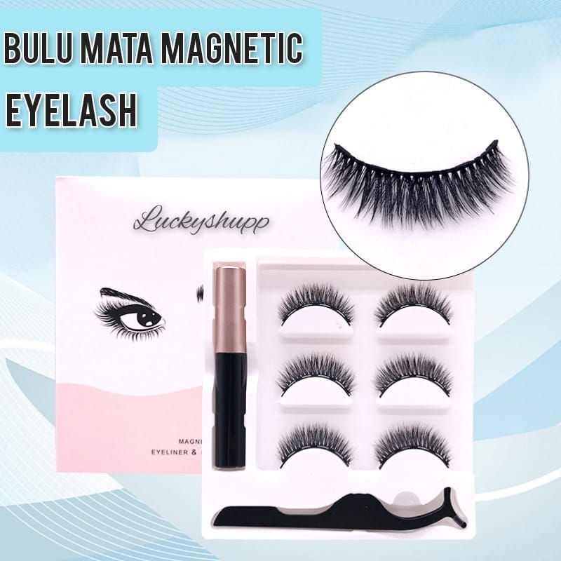 [COD] BULU MATA MAGNET Magnetic  SET 3Pairs with Eyeliner - bulu mata magnet Eyeliner