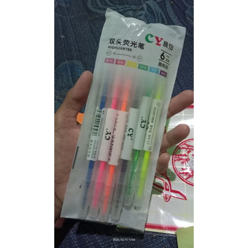 

6pcs highlighter/stabilo/pulpen warna