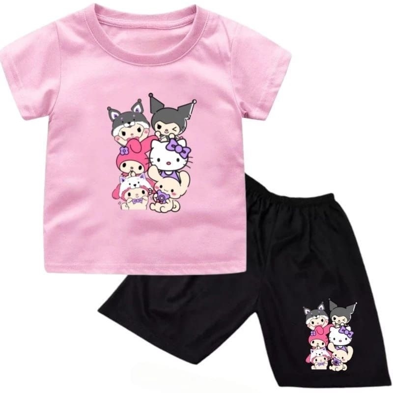 baju kaos setelan anak anak cewek motif kuromi .melody untuk umur 1-10 tahun