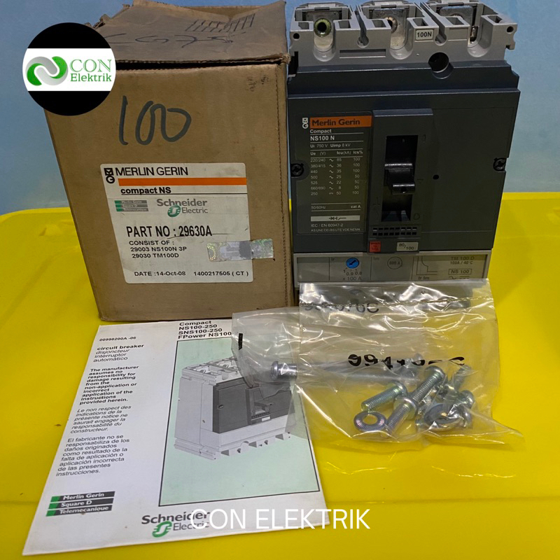 Mccb Breaker Merlin Gerin NS100N 3P 80A 100A Original