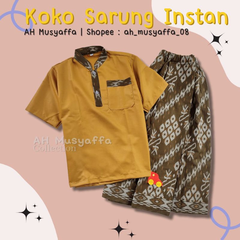 (PART-1) KOKO SARUNG INSTAN ANAK 1-11 Tahun Baju khitan anak bayi model rok Mustard Hijau Biru Putih