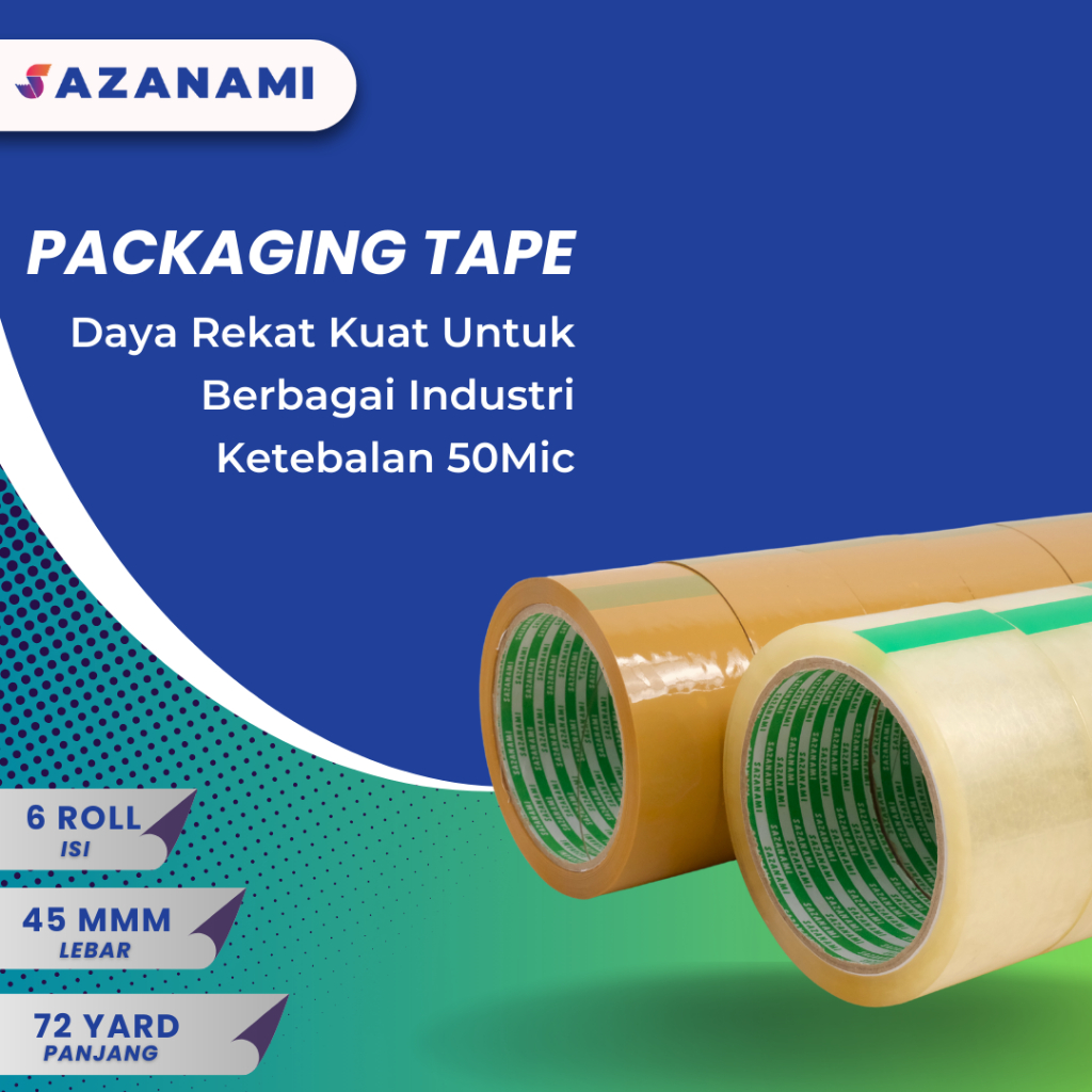 

Lakban Bening 2" 45mm x 72Y Yard Sazanami Tape Opp Lakban Coklat