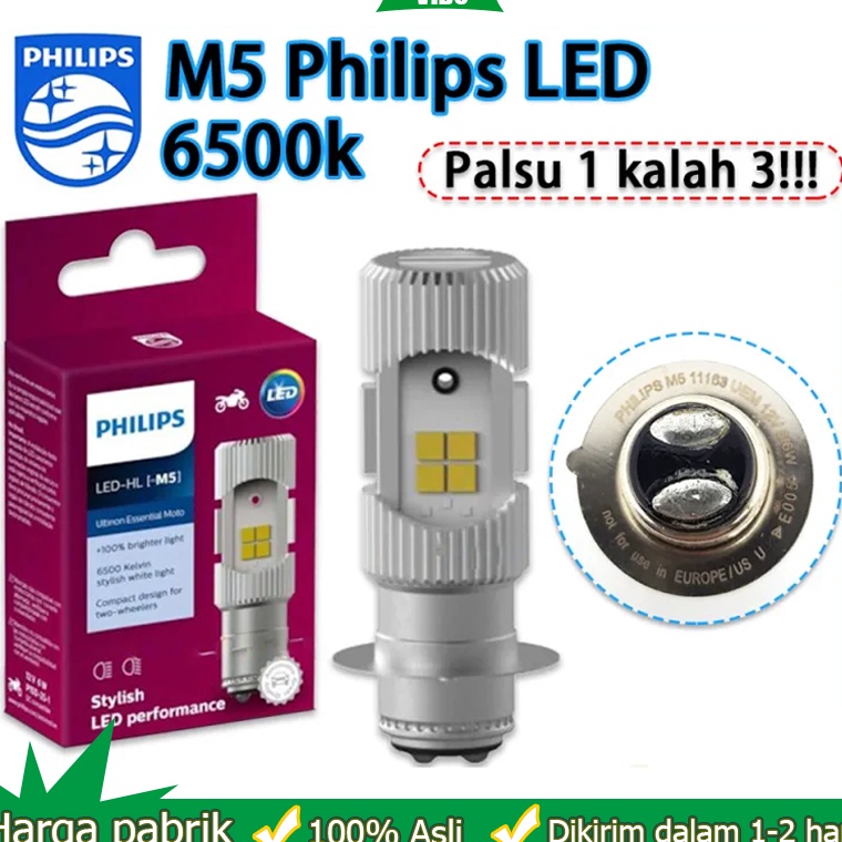 Paling Dicari Palsu 1 bayar 3 LAMPU DEPAN MOTOR LED PHILIPSLAMPU LED 2SISI H6 ARUS DC M5 65K ORIGINA