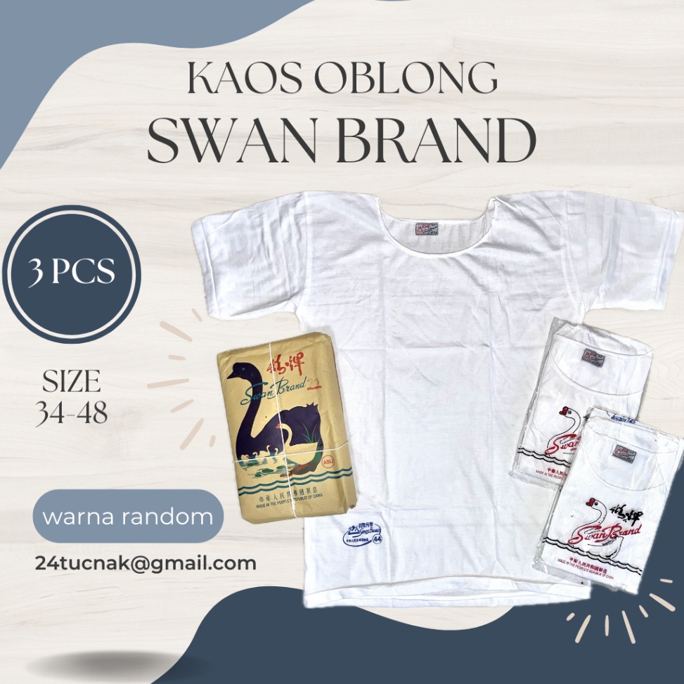 ART Q49A Kaos Oblong Swan Brand Pria 3 Pcs  Baju Polos Putih Lengan Pendek  Dalaman Cowok Dewasa Mur