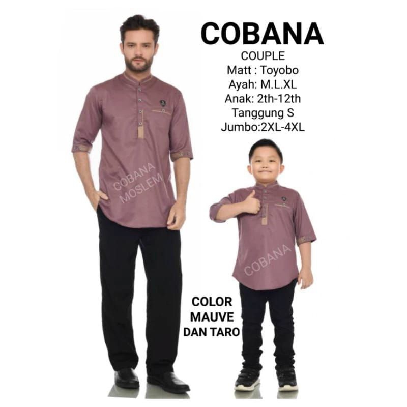 Baju Koko Couple Ayah Dan Anak Warna Mauve Ayah Dan Anak/Baju Koko  Kurta Couple Warna Mauve