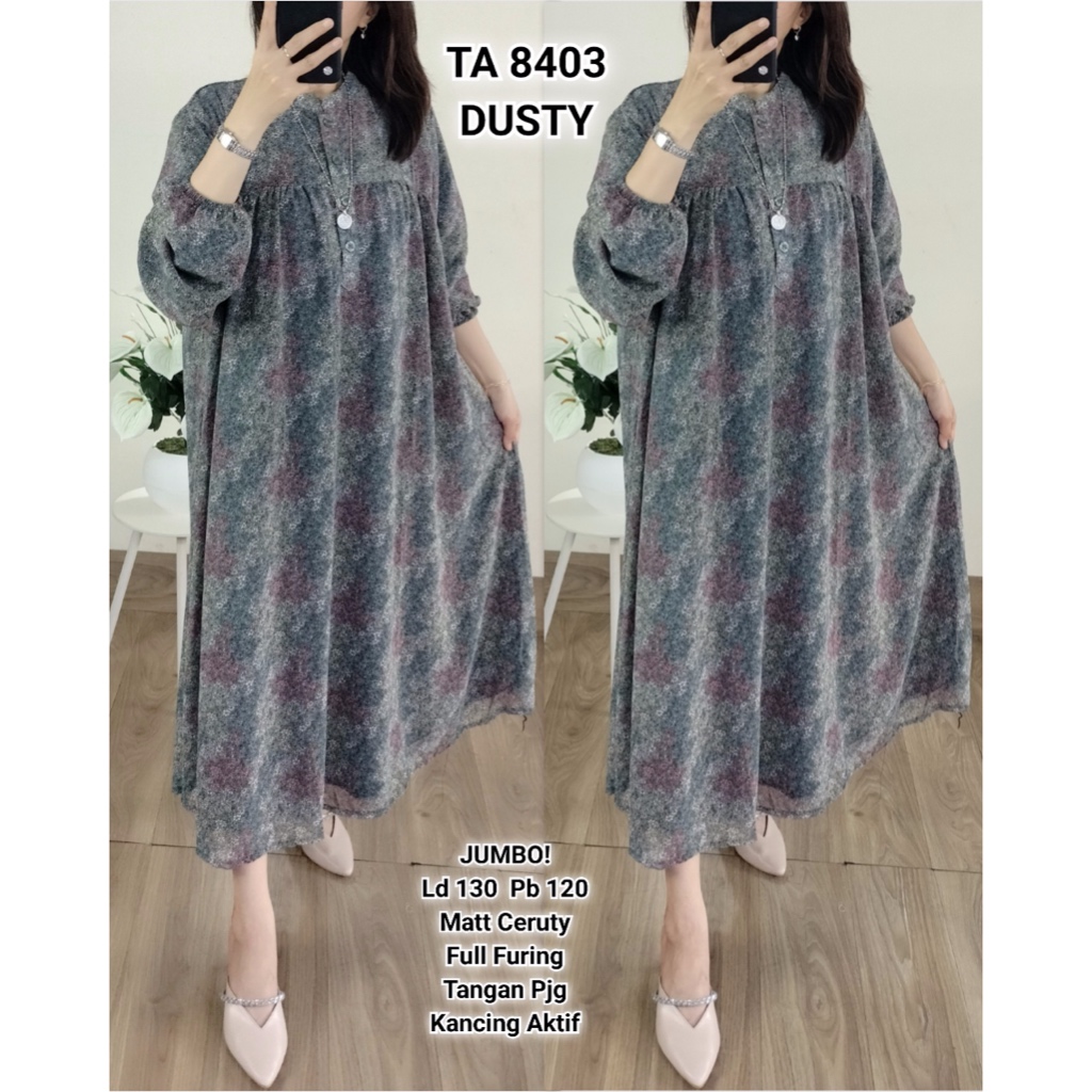 8403 Midi Dress Jumbo Ceruty Bunga