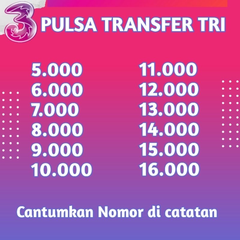 Pulsa Transfer Three Tri 3 Murah