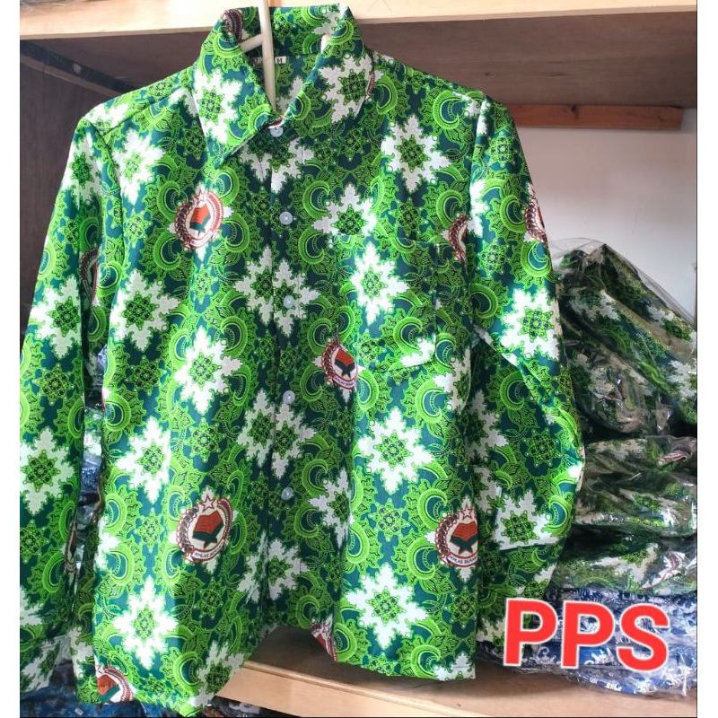 BATIK MI HIJAU/BATIK Diniyah/BATIK PAUD/BATIK Depag Hijau Motif Lugina