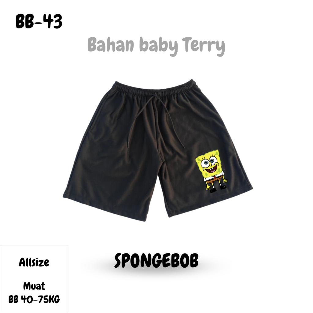 Boardshort Spongebob Premium Celana Pendek Pria Wanita Dewasa Santai Rumahan Bahan Tebal Murah Panta