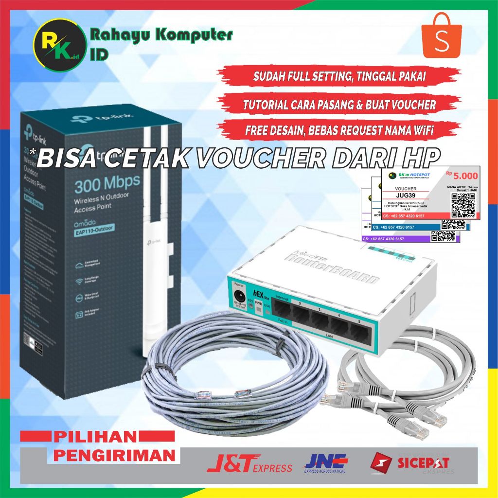 Paket Full Setting Mikrotik RB750Gr3 + TP LINK EAP 225 AC 5G Siap Pakai RB 750 GR3