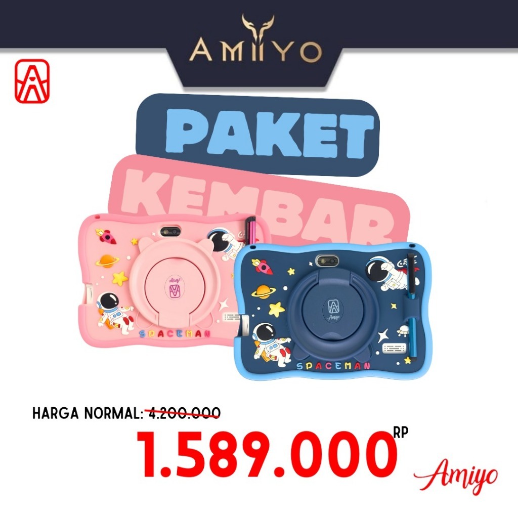 PAKET KEMBAR AMIYO TAB STUDY KIDS Tablet Anak A15 Astronout Version Tablet Anak Tablet Astronout IPS