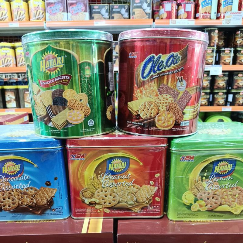 ASW FOODS ALL VARIAN KEMASAN KALENG / HATARI ASSORTED BISCUITS 300 GR / OLE OLE ASSORTED BISCUITS 25