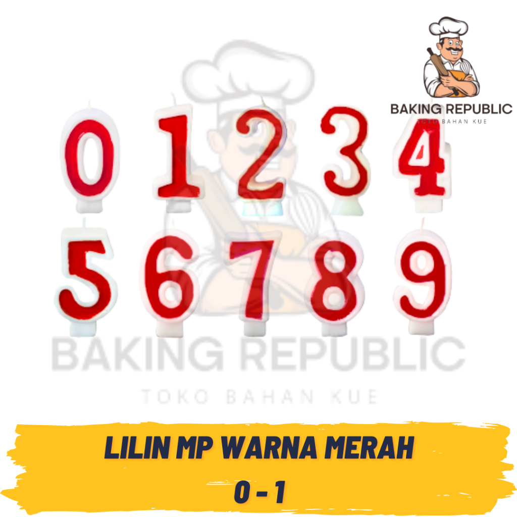 LILIN ANGKA MP | LILIN ANGKA WARNA MERAH 0 - 1 | LILIN ULANG TAHUN ANGKA 0 - 1