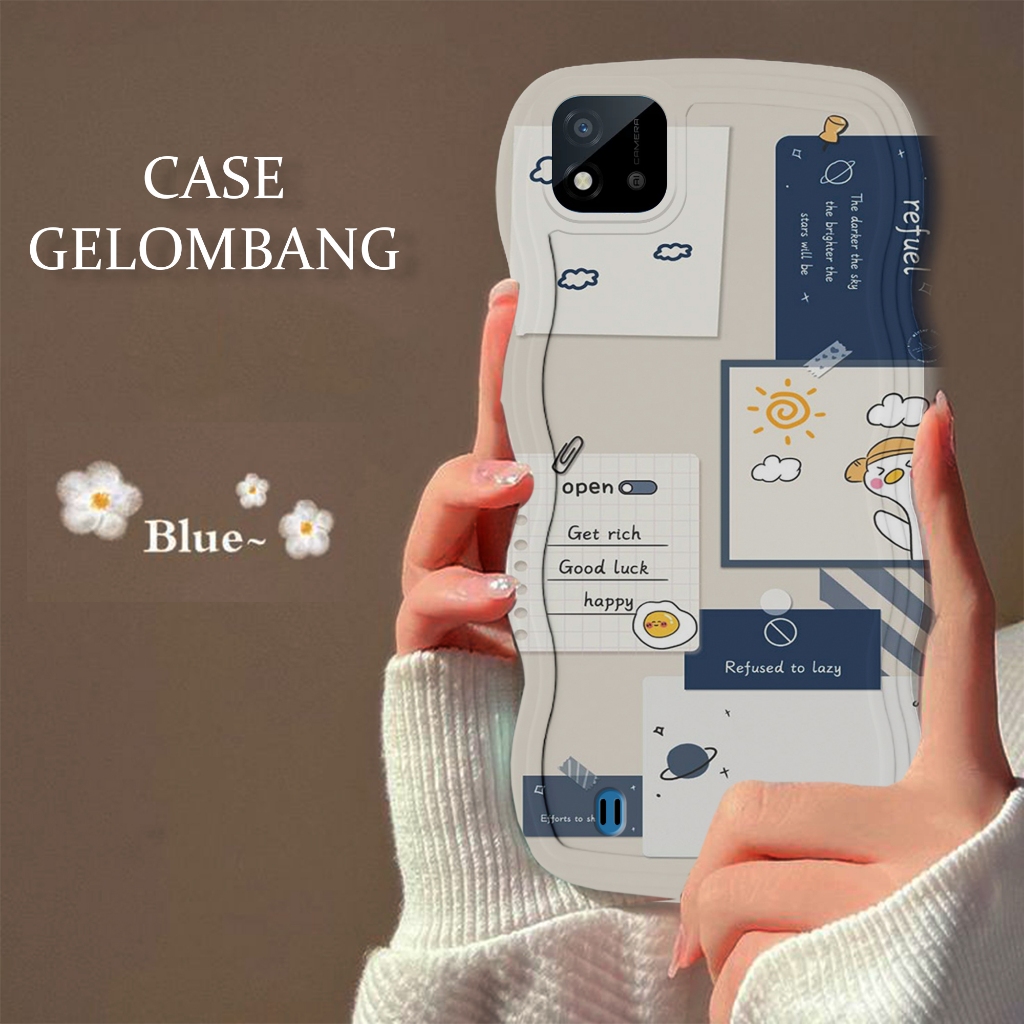 Soft Case GELOMBANG Hp Realme C11 2021 - Realme C11 2021 - Case Pro Camera - Fashion Case - Motif Es