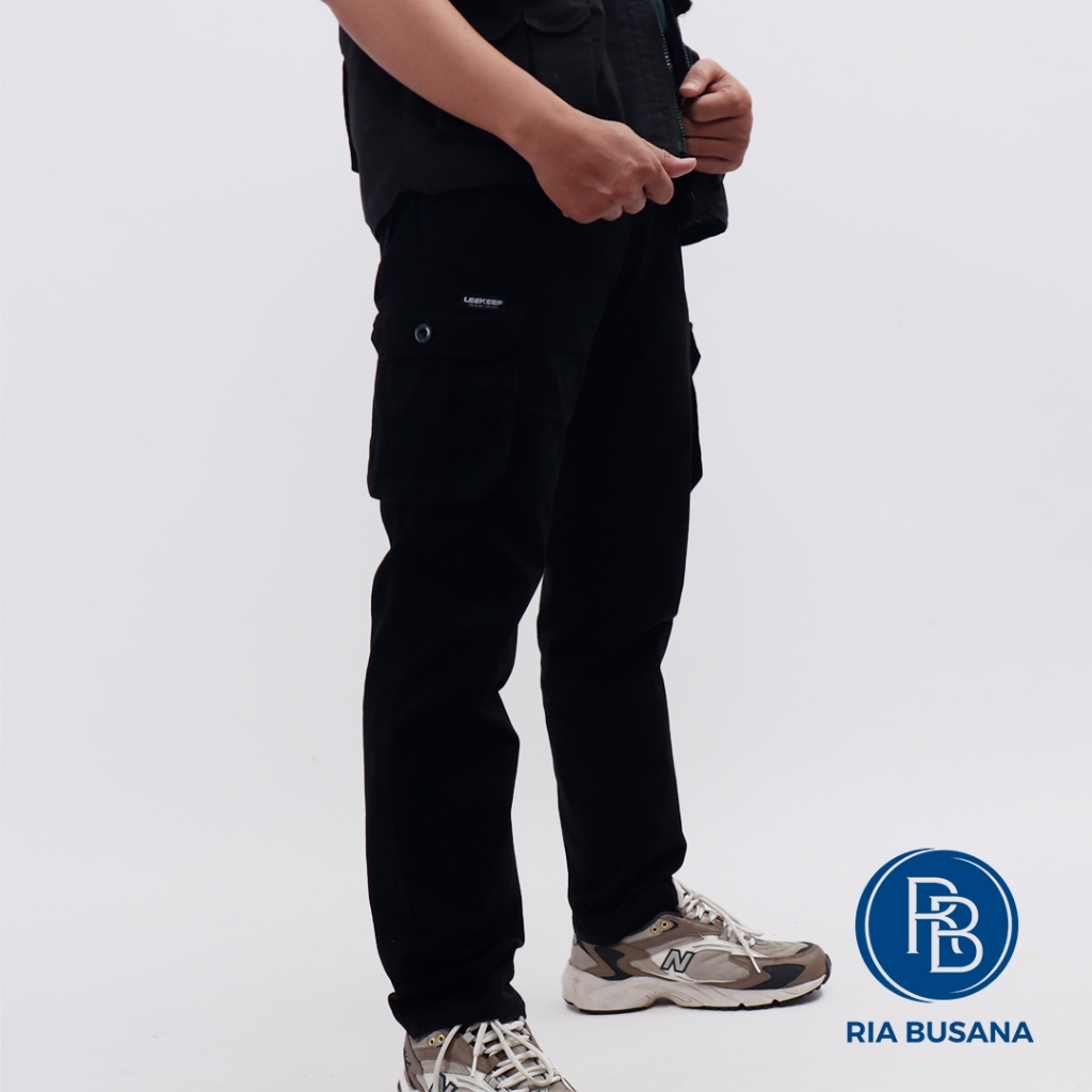 Ria Busana - LeeKeep - Celana Panjang Cargo Dewasa Pria Art. R29-HITAM