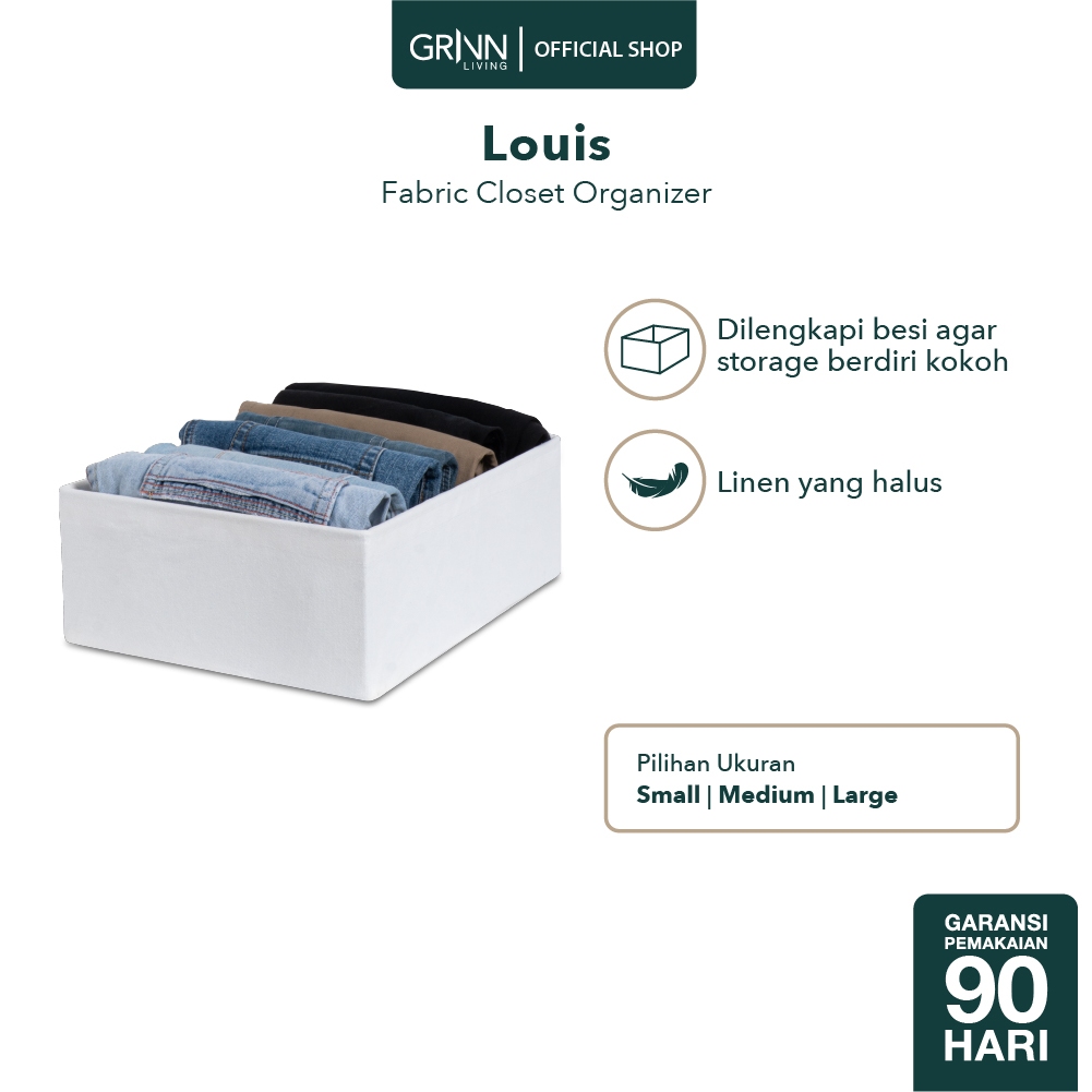 GRINN LIVING Louis Small Organizer / Storage / Box / Kotak /  Tempat Penyimpanan Baju / Handuk Serbaguna