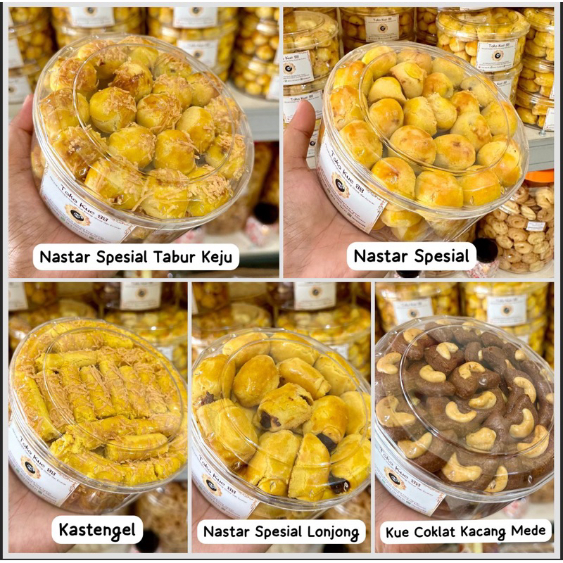 

Kue Lebaran / Kue Kering / Idul Fitri / Idul Adha / Nastar / Kastangel / Putri Salju / Sagu Keju / Corn Flakes / Coklat Mede / Coklat chip / Kue Hari Raya