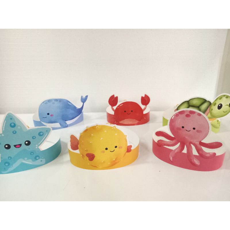 topi melingkar hewan laut / topi ultah hewan laut / topi ultah melingkar hewan laut