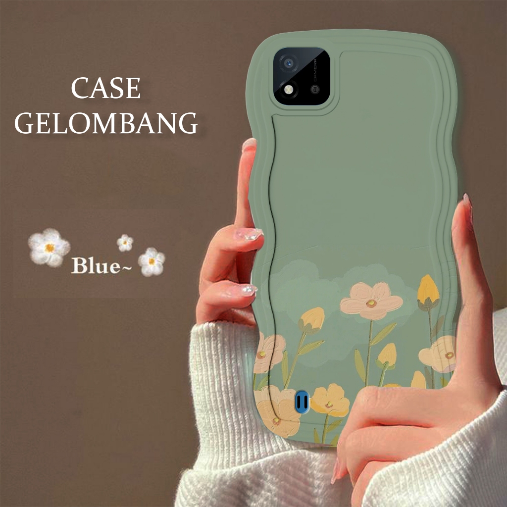 Soft Case GELOMBANG Hp Realme C11 2021 - Realme C11 2021 - Case Pro Camera - Fashion Case Motif Flow