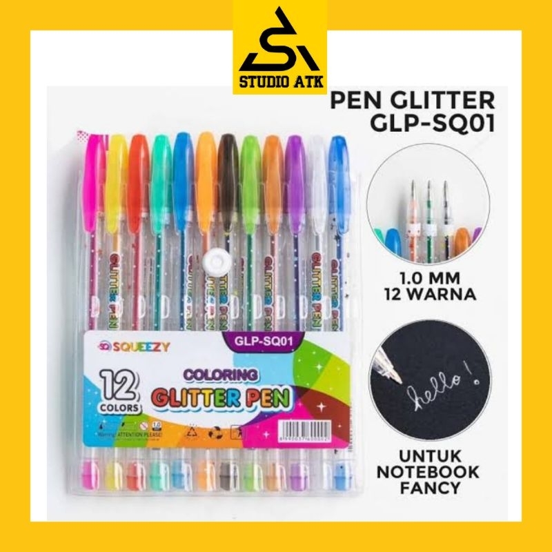 

Pulpen Gliter Squeezy 12 warna