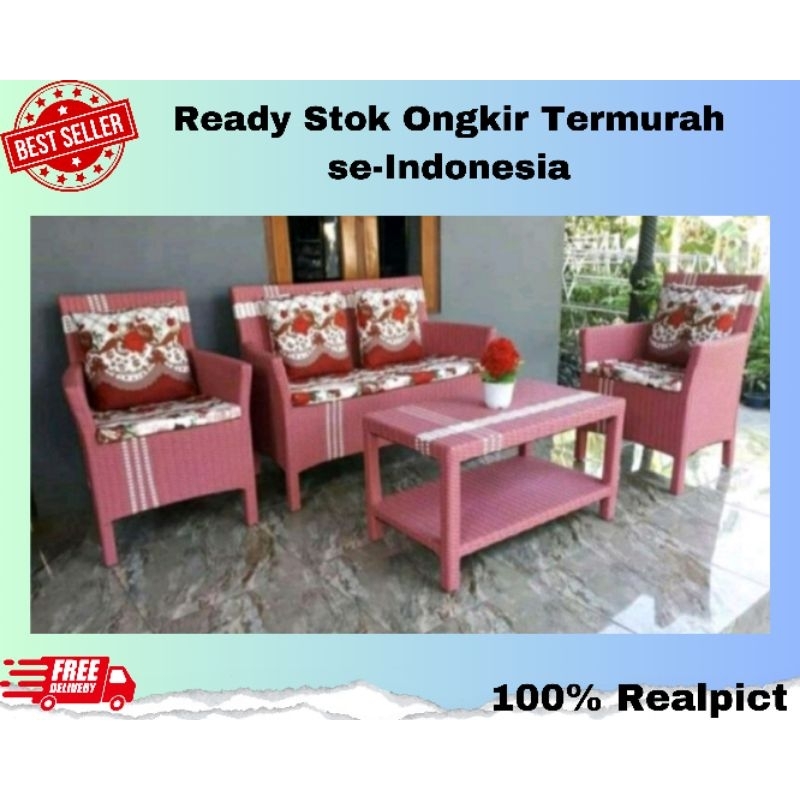 Ready Stok Kursi Sofa Hawai Rotan Sintetis 1 Set Kursi Santai Kursi Tamu Minimalis Murah