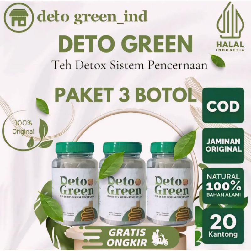

DetoGreen 3Pcs DetoGreen Tea Herbal Melancarkan Pencernaan/Sembelit Melancarkan BAB Ampuh Original